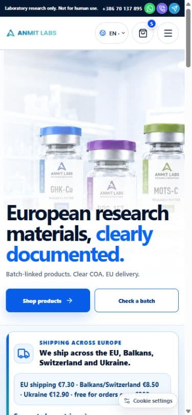 ANMIT LABS — Скріншот сайту, Телефон